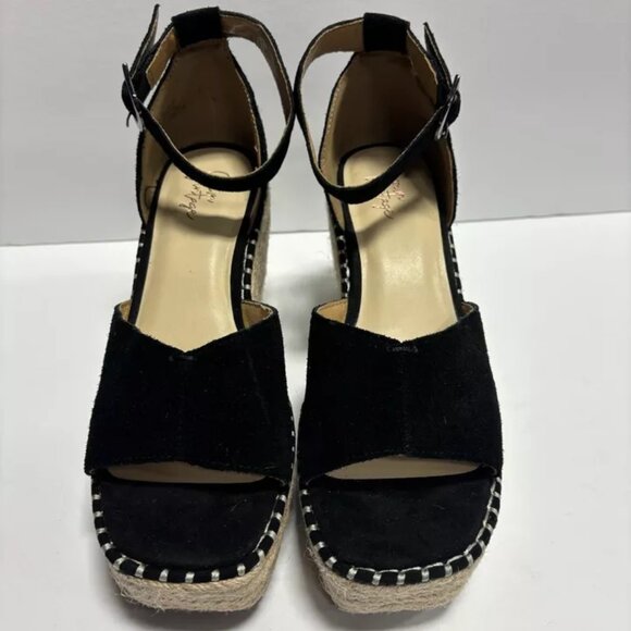 Crown Vintage Women’s Jaussie Espadrille Wedge Sandals Black, Size 7.5 M - Picture 3 of 6